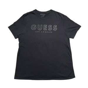 GUESS Mens Black Short Sleeve Luxury Los Angeles Graphic T Shirt XL